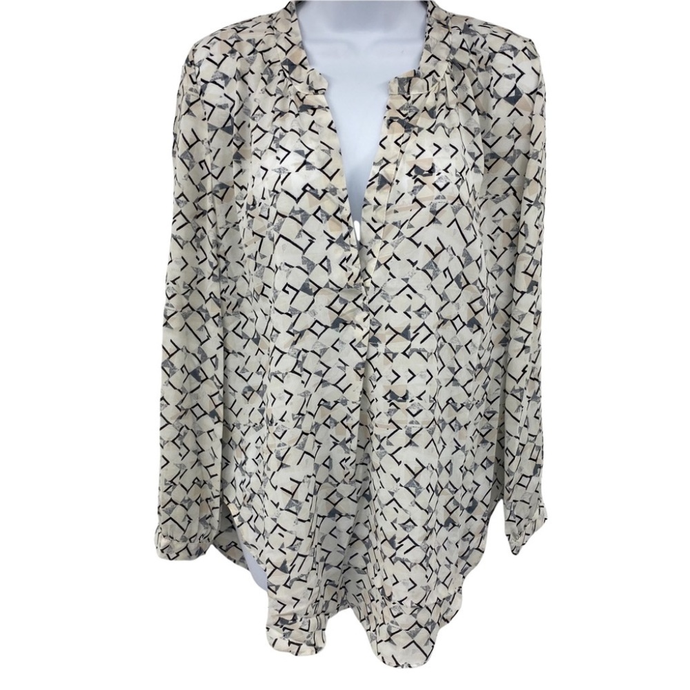 Olivaceous Semi-transparent Long Sleeve Tunic Blouse Size Medium NWOT